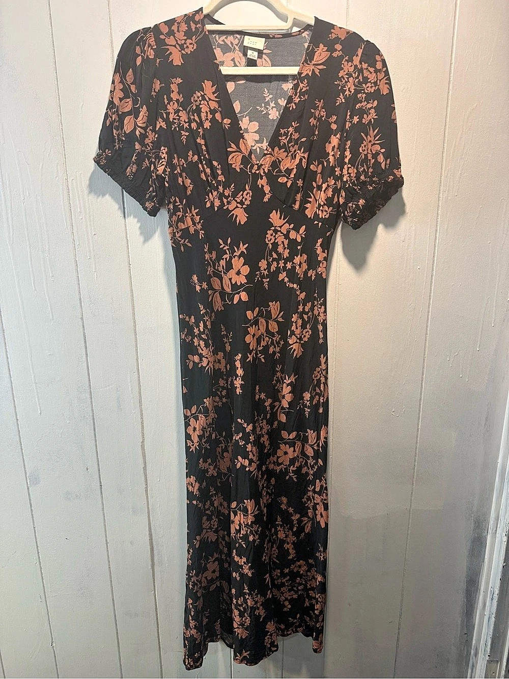 a new day Floral Maxi Dress in Black & Orange Size Medium